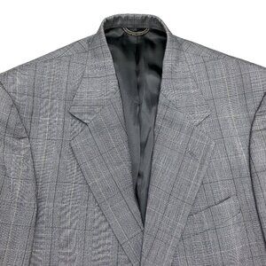 Stafford Executive Blazer Men 40 Black White Windowpane Plaid‎ Hartmarx Wool VTG